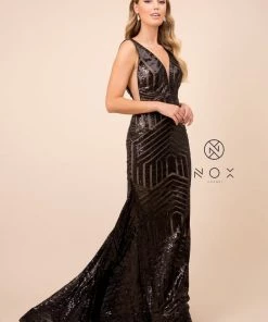 Prom Sleeveless Long Sequin Print Trumpet Dress By Nox Anabel C214 15 Prom Sleeveless Long Sequin Print Trumpet Dress By Nox Anabel C214