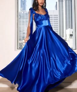 Prom Sleeveless Satin Gown By Cinderella Divine 7490