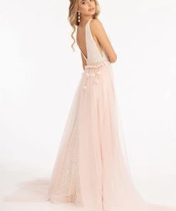 Sleeveless Sequin Overskirt Gown By Elizabeth K GL3057