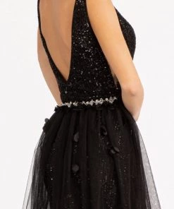 Sleeveless Sequin Overskirt Gown By Elizabeth K GL3057
