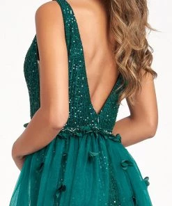 Sleeveless Sequin Overskirt Gown By Elizabeth K GL3057