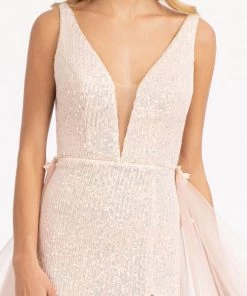 Sleeveless Sequin Overskirt Gown By Elizabeth K GL3057