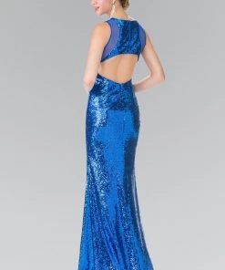 Sleeveless Sequined Dress With Sheer Cutouts By Elizabeth K GL2292 Prom