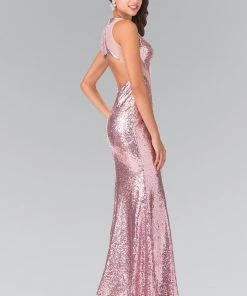 Sleeveless Sequined Dress With Sheer Cutouts By Elizabeth K GL2292 Prom