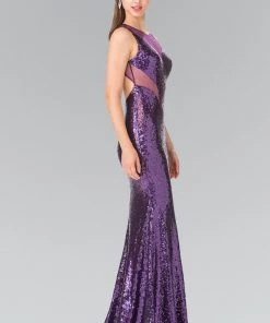 Sleeveless Sequined Dress With Sheer Cutouts By Elizabeth K GL2292 Prom