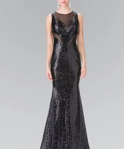 Sleeveless Sequined Dress With Sheer Cutouts By Elizabeth K GL2292 Prom
