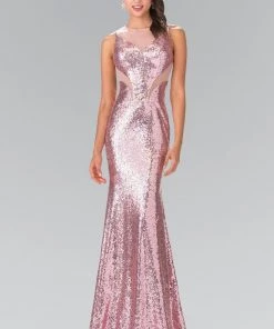 Sleeveless Sequined Dress With Sheer Cutouts By Elizabeth K GL2292 Prom