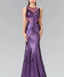 Sleeveless Sequined Dress With Sheer Cutouts By Elizabeth K GL2292 Prom