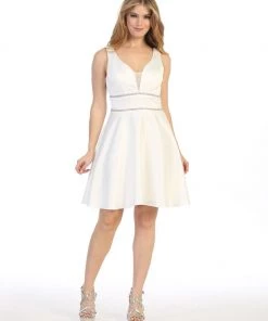 Prom Sleeveless Short V-Neck Jersey Dress By Celavie 6493S