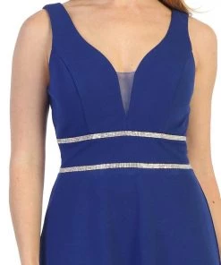 Prom Sleeveless Short V-Neck Jersey Dress By Celavie 6493S