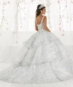 Sleeveless V-Neck Glitter Quinceanera Dress By House Of Wu 26921