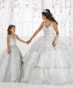 Sleeveless V-Neck Glitter Quinceanera Dress By House Of Wu 26921