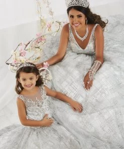 Sleeveless V-Neck Glitter Quinceanera Dress By House Of Wu 26921