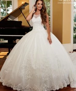 Wedding Dresses Sparkling Tulle Lace Wedding Dress With Train By Mary's Bridal 6364