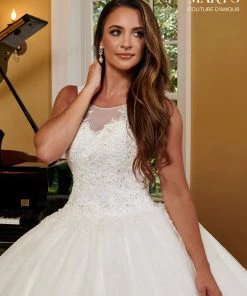 Wedding Dresses Sparkling Tulle Lace Wedding Dress With Train By Mary's Bridal 6364