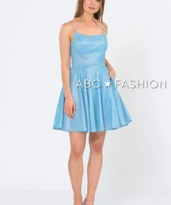 Prom Square Neck Short Metallic Glitter Dress By Poly USA 8220