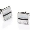 ABC Fashion Square Silver Cufflinks With Black And White Stripes