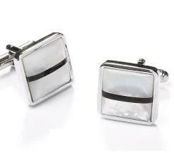 ABC Fashion Square Silver Cufflinks With Black And White Stripes