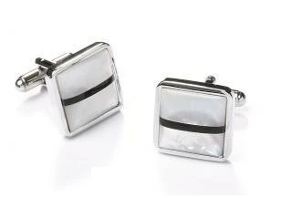 ABC Fashion Square Silver Cufflinks With Black And White Stripes 3 ABC Fashion Square Silver Cufflinks With Black And White Stripes