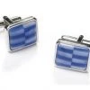 ABC Fashion Square Silver Cufflinks With Blue And White Checkers