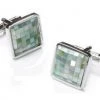ABC Fashion Square Silver Cufflinks With Green Mosaic 2 ABC Fashion Square Silver Cufflinks With Green Mosaic