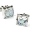 ABC Fashion Square Silver Cufflinks With Light Blue Mosaic 2 ABC Fashion Square Silver Cufflinks With Light Blue Mosaic