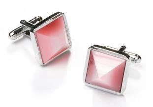 ABC Fashion Men Square Silver Cufflinks With Pink Stone 3 ABC Fashion Men Square Silver Cufflinks With Pink Stone