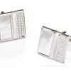 ABC Fashion Men Square Silver Cufflinks With Plated Metal And Crystals 1 ABC Fashion Men Square Silver Cufflinks With Plated Metal And Crystals