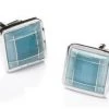 ABC Fashion Square Silver Cufflinks With Sky Blue Stone 2 ABC Fashion Square Silver Cufflinks With Sky Blue Stone