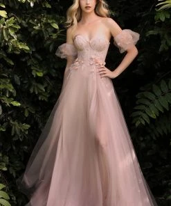 Prom Strapless 3D Floral Gown By Cinderella Divine CB080