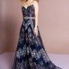 Elizabeth K Strapless A-line Glitter Print Gown By GLS Gloria GL2649 Prom