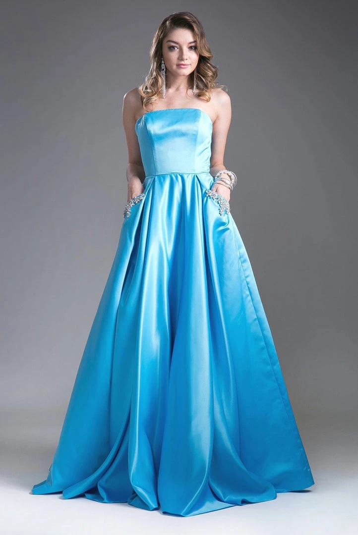 Strapless Satin Ball Gown By Cinderella Divine CA304 5 Strapless Satin Ball Gown By Cinderella Divine CA304