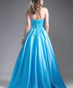 Strapless Satin Ball Gown By Cinderella Divine CA304 12 Strapless Satin Ball Gown By Cinderella Divine CA304