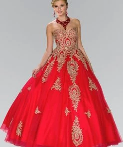 Lace Applique Strapless Ballgown By Elizabeth K GL2379