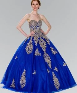 Lace Applique Strapless Ballgown By Elizabeth K GL2379