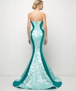 Strapless Floral Print Mermaid Dress By Cinderella Divine US001 Prom