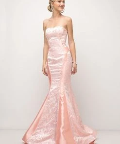 Strapless Floral Print Mermaid Dress By Cinderella Divine US001 Prom