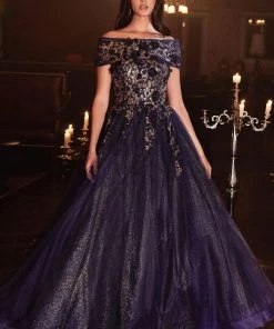 Prom Strapless Glitter Ball Gown By Cinderella Divine CD955