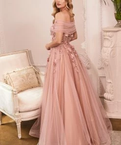 Prom Strapless Glitter Ball Gown By Cinderella Divine CD955