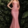 Strapless Glitter Mermaid Gown By Cinderella Divine CB086 New