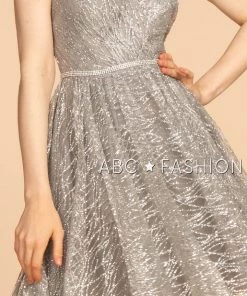Strapless Glitter Print Short Dress By Elizabeth K GS1627 Prom