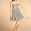 Strapless Glitter Print Short Dress By Elizabeth K GS1627 Prom