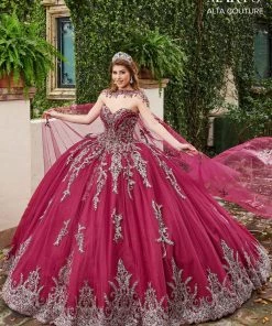 Mary's Bridal Glitter Cape Quinceanera Dress By Alta Couture MQ3059