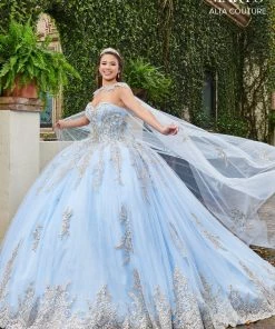 Mary's Bridal Glitter Cape Quinceanera Dress By Alta Couture MQ3059