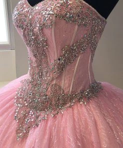 Strapless Glitter Quinceanera Dress By House Of Wu 26896 Quinceañera
