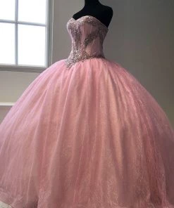 Strapless Glitter Quinceanera Dress By House Of Wu 26896 Quinceañera