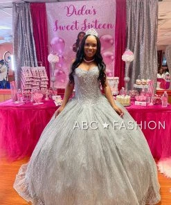 Strapless Glitter Quinceanera Dress By House Of Wu 26896 Quinceañera