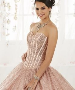 Strapless Glitter Quinceanera Dress By House Of Wu 26923 Quinceañera