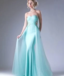 Prom Fitted Strapless Gown With Overskirt By Cinderella Divine 15110