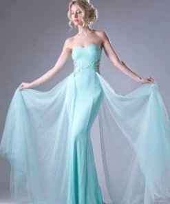 Prom Fitted Strapless Gown With Overskirt By Cinderella Divine 15110